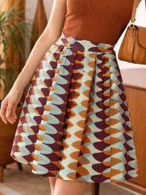 HD In Paris Anthropologie Paused Moments Mod geometric pleat silk skirt